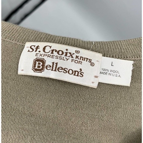 St Croix Mens Size L Large 100% Wool V-Neck Sweater Top Pullover Brown Thin Knit - Picture 5 of 6